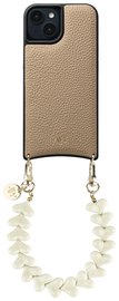 AVY Apple iPhone 13 / 14 Beige Leren Hoesje met Koord Cupid Beige