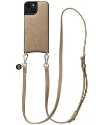 AVY Apple iPhone 13 / 14 Beige Leren Hoesje met Koord Long Leather afbeelding