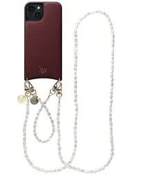 AVY Apple iPhone 13 / 14 Burgundy Leren Hoesje met Koord Perla Chic Set afbeelding