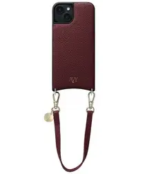 AVY Apple iPhone 13 / 14 Burgundy Leren Hoesje met Koord Short Leather afbeelding