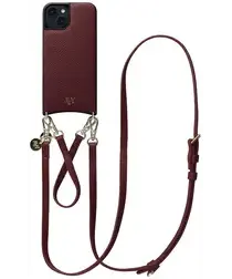 AVY Apple iPhone 13 / 14 Burgundy Leren Hoesje met Koord Leather Set afbeelding