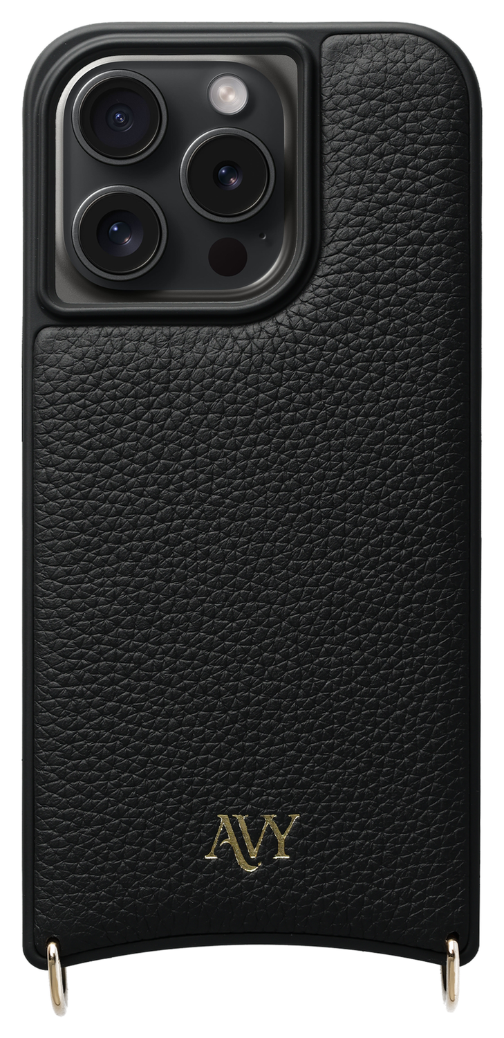AVY Apple iPhone 14 Pro Zwart Leren Hoesje met Koord Silver Spark afbeelding 11