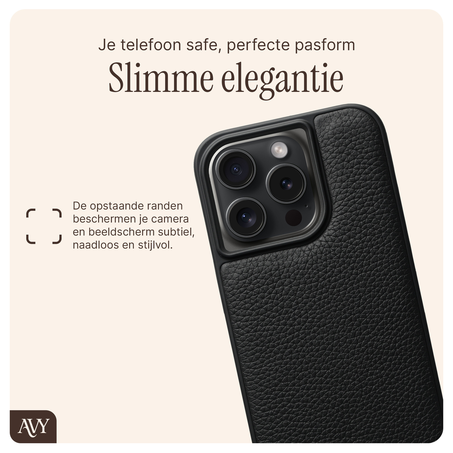 AVY Apple iPhone 14 Pro Zwart Leren Hoesje met Koord Silver Spark afbeelding 5