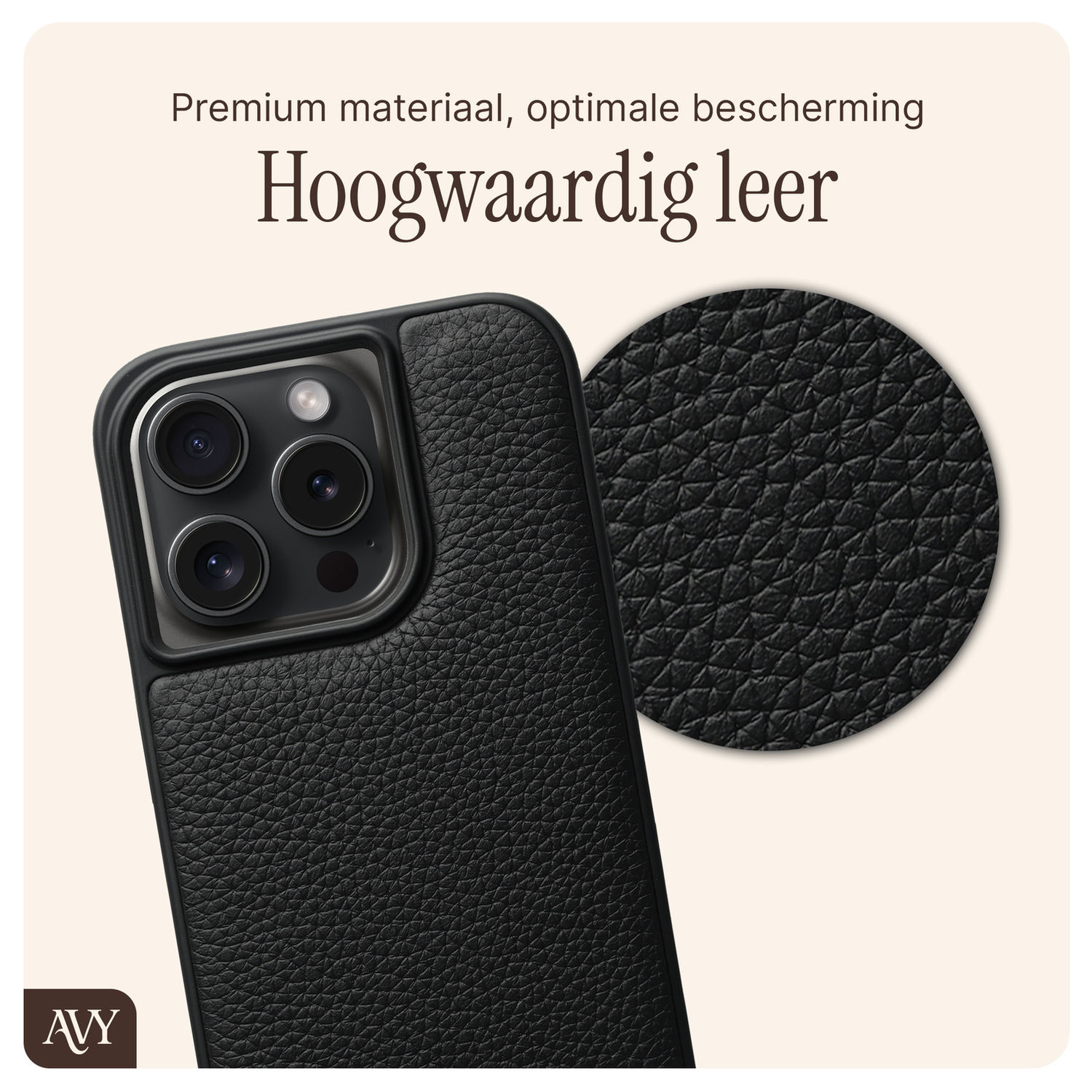 AVY Apple iPhone 14 Pro Zwart Leren Hoesje met Koord Silver Spark afbeelding 7