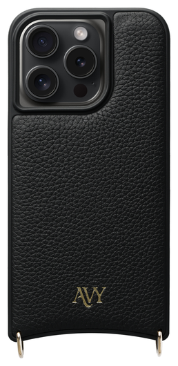 AVY Apple iPhone 14 Pro Zwart Leren Hoesje met Koord Silver Spark afbeelding 11
