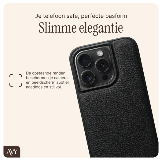 AVY Apple iPhone 14 Pro Zwart Leren Hoesje met Koord Silver Spark afbeelding 5