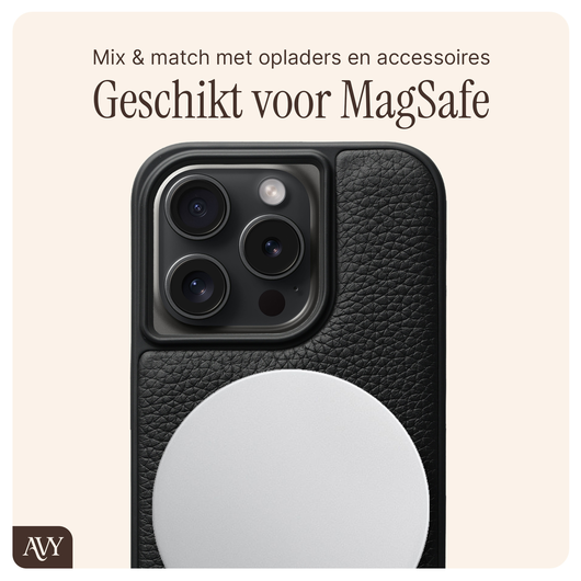 AVY Apple iPhone 14 Pro Zwart Leren Hoesje met Koord Silver Spark afbeelding 6