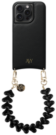 AVY Apple iPhone 14 Pro Zwart Leren Hoesje met Koord Cupid Black