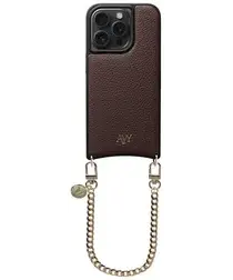 AVY Apple iPhone 14 Pro Bruin Leren Hoesje met Koord Aurum Lien afbeelding