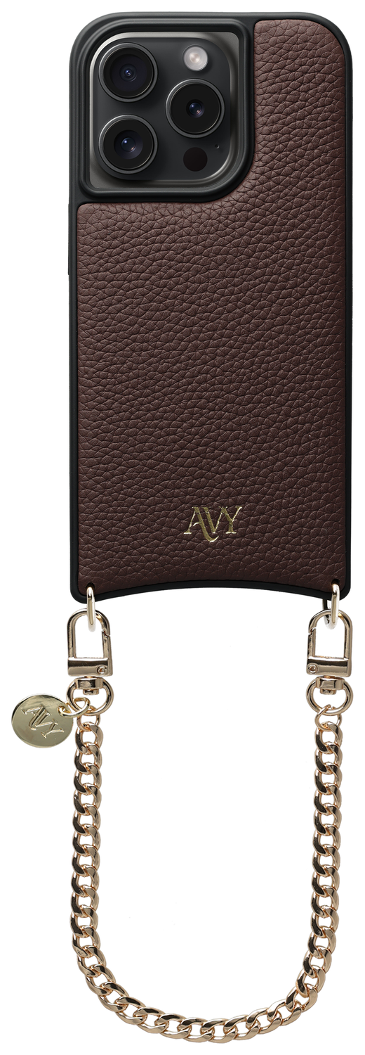 AVY Apple iPhone 14 Pro Bruin Leren Hoesje met Koord Aurum Lien afbeelding 1