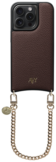AVY Apple iPhone 14 Pro Bruin Leren Hoesje met Koord Aurum Lien afbeelding 1