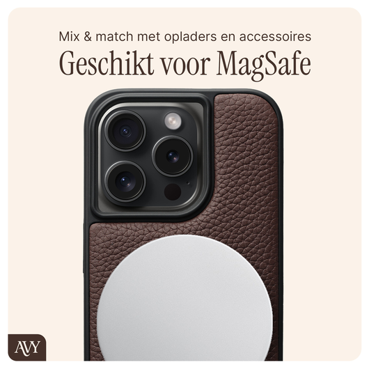 AVY Apple iPhone 14 Pro Bruin Leren Hoesje met Koord Aurum Lien afbeelding 6