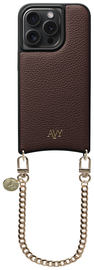 AVY Apple iPhone 14 Pro Bruin Leren Hoesje met Koord Aurum Lien afbeelding