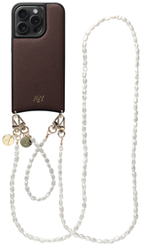 AVY Apple iPhone 14 Pro Bruin Leren Hoesje met Koord Perla Chic Set afbeelding