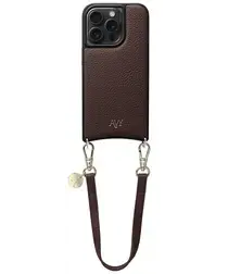 AVY Apple iPhone 14 Pro Bruin Leren Hoesje met Koord Short Leather afbeelding
