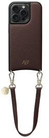 AVY Apple iPhone 14 Pro Bruin Leren Hoesje met Koord Short Leather