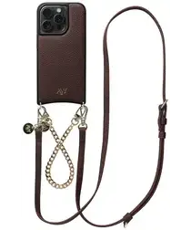 AVY Apple iPhone 14 Pro Bruin Leren Hoesje met Koord Leather and Gold afbeelding