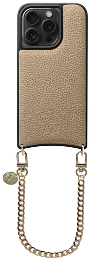 AVY Apple iPhone 14 Pro Beige Leren Hoesje met Koord Aurum Lien afbeelding 1