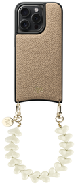 AVY Apple iPhone 14 Pro Beige Leren Hoesje met Koord Cupid Beige