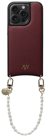 AVY Apple iPhone 14 Pro Burgundy Leren Hoesje met Koord Perla Chic afbeelding