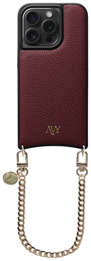 AVY Apple iPhone 14 Pro Burgundy Leren Hoesje met Koord Aurum Lien afbeelding 1