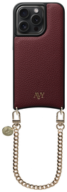 AVY Apple iPhone 14 Pro Burgundy Leren Hoesje met Koord Aurum Lien afbeelding