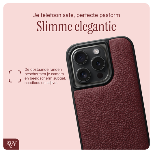 AVY Apple iPhone 14 Pro Burgundy Leren Hoesje met Koord Silver Spark afbeelding 7