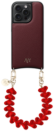 AVY Apple iPhone 14 Pro Burgundy Leren Hoesje met Koord Cupid Clear Red