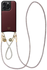 AVY Apple iPhone 14 Pro Burgundy Leren Hoesje met Koord Silver Spark Set