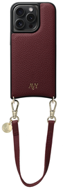 AVY Apple iPhone 14 Pro Burgundy Leren Hoesje met Koord Short Leather
