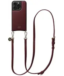 AVY Apple iPhone 14 Pro Burgundy Leren Hoesje met Koord Long Leather afbeelding
