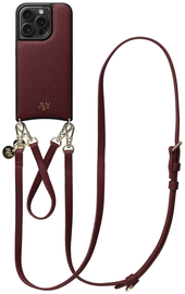 AVY Apple iPhone 14 Pro Burgundy Leren Hoesje met Koord Leather Set