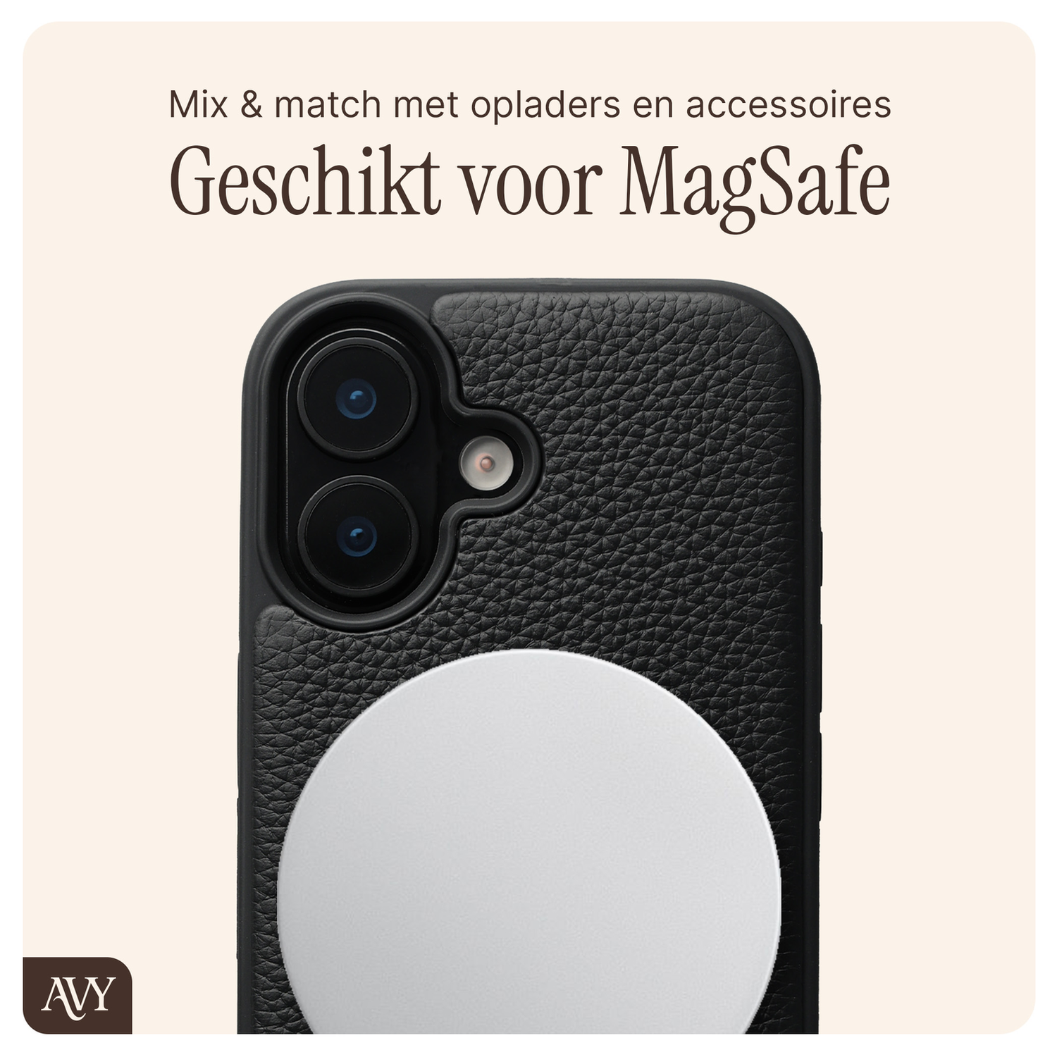 AVY Apple iPhone 16 Zwart Leren Hoesje met Koord Perla Chic afbeelding 8
