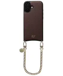 AVY Apple iPhone 16 Bruin Leren Hoesje met Koord Aurum Lien afbeelding