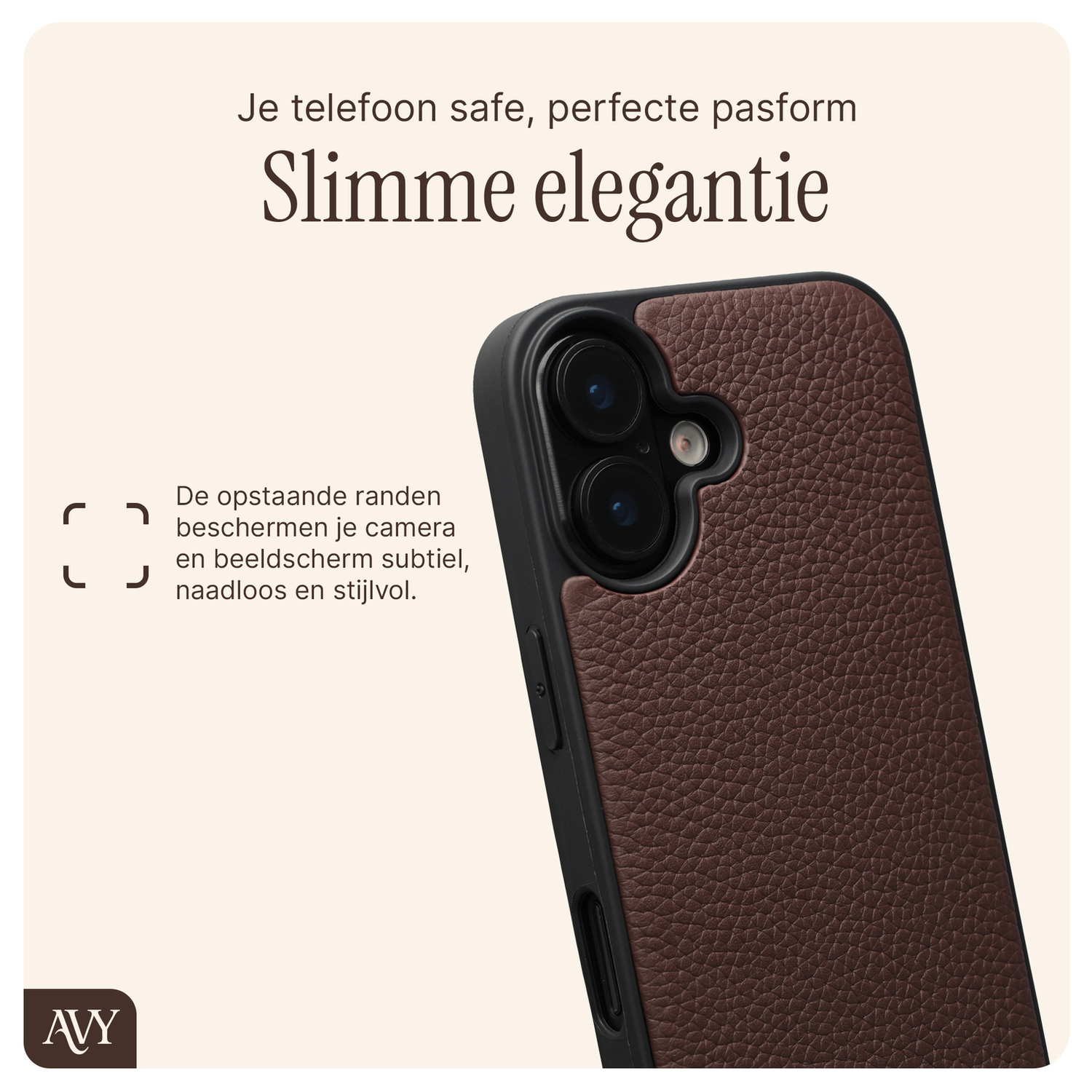 AVY Apple iPhone 16 Bruin Leren Hoesje met Koord Silver Spark Set afbeelding 7