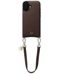 AVY Apple iPhone 16 Bruin Leren Hoesje met Koord Short Leather afbeelding