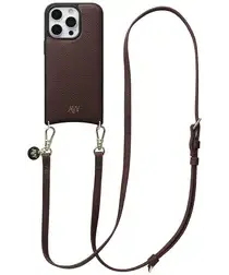 AVY Apple iPhone 16 Bruin Leren Hoesje met Koord Long Leather afbeelding