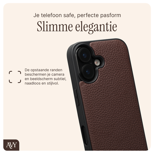 AVY Apple iPhone 16 Bruin Leren Hoesje met Koord Leather Set afbeelding 7