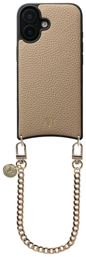 AVY Apple iPhone 16 Beige Leren Hoesje met Koord Aurum Lien afbeelding 1