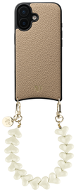 AVY Apple iPhone 16 Beige Leren Hoesje met Koord Cupid Beige