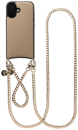 AVY Apple iPhone 16 Beige Leren Hoesje met Koord Aurum Lien Set