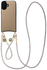 AVY Apple iPhone 16 Beige Leren Hoesje met Koord Silver Spark Set