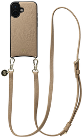AVY Apple iPhone 16 Beige Leren Hoesje met Koord Long Leather afbeelding