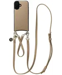 AVY Apple iPhone 16 Beige Leren Hoesje met Koord Leather Set afbeelding