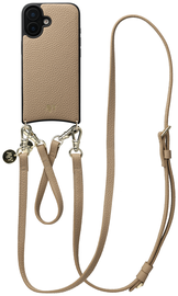 AVY Apple iPhone 16 Beige Leren Hoesje met Koord Leather Set