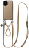 AVY Apple iPhone 16 Beige Leren Hoesje met Koord Leather and Gold