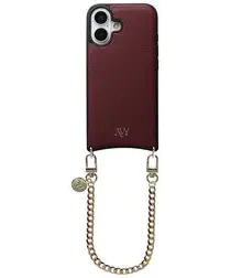 AVY Apple iPhone 16 Burgundy Leren Hoesje met Koord Aurum Lien afbeelding