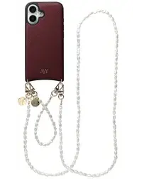 AVY Apple iPhone 16 Burgundy Leren Hoesje met Koord Perla Chic Set afbeelding