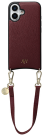 AVY Apple iPhone 16 Burgundy Leren Hoesje met Koord Short Leather