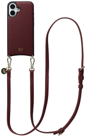 AVY Apple iPhone 16 Burgundy Leren Hoesje met Koord Long Leather afbeelding